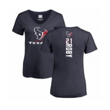Football Women's Houston Texans #21 Bradley Roby Navy Blue Backer T-Shirt
