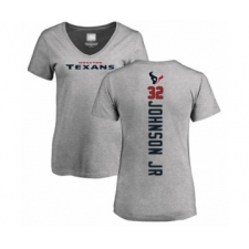 Football Women's Houston Texans #32 Lonnie Johnson Ash Backer T-Shirt