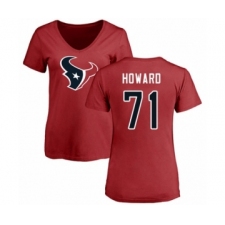 Football Women's Houston Texans #71 Tytus Howard Red Name & Number Logo T-Shirt