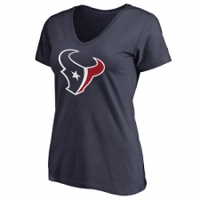 NFL Women's Houston Texans Pro Line Navy Primary Team Logo Slim Fit T-Shirt