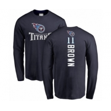 Football Tennessee Titans #11 A.J. Brown Navy Blue Backer Long Sleeve T-Shirt