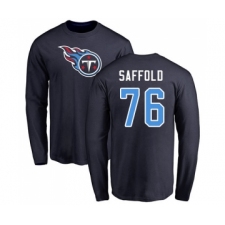 Football Tennessee Titans #76 Rodger Saffold Navy Blue Name & Number Logo Long Sleeve T-Shirt