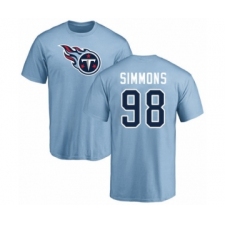 Football Tennessee Titans #98 Jeffery Simmons Light Blue Name & Number Logo T-Shirt
