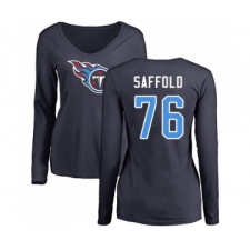 Football Women's Tennessee Titans #76 Rodger Saffold Navy Blue Name & Number Logo Long Sleeve T-Shirt