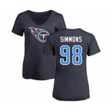 Football Women's Tennessee Titans #98 Jeffery Simmons Navy Blue Name & Number Logo T-Shirt