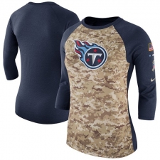NFL Women's Tennessee Titans Nike Camo Navy Salute to Service Legend Three-Quarter Raglan Sleeve T-Shirt
