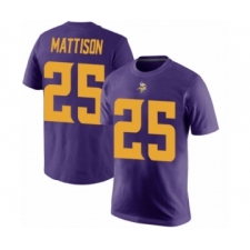 Football Minnesota Vikings #25 Alexander Mattison Purple Rush Pride Name & Number T-Shirt