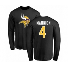 Football Minnesota Vikings #4 Sean Mannion Black Name & Number Logo Long Sleeve T-Shirt