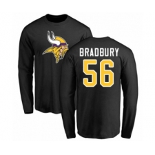 Football Minnesota Vikings #56 Garrett Bradbury Black Name & Number Logo Long Sleeve T-Shirt