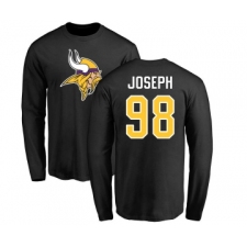Football Minnesota Vikings #98 Linval Joseph Black Name & Number Logo Long Sleeve T-Shirt