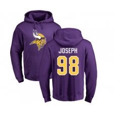 Football Minnesota Vikings #98 Linval Joseph Purple Name & Number Logo Pullover Hoodie