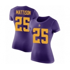 Football Women's Minnesota Vikings #25 Alexander Mattison Purple Rush Pride Name & Number T-Shirt