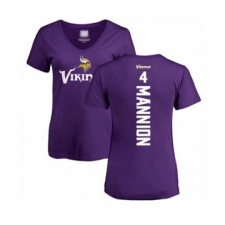 Football Women's Minnesota Vikings #4 Sean Mannion Purple Backer Slim Fit T-Shirt