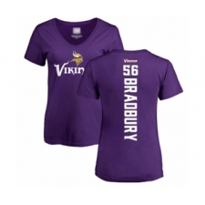 Football Women's Minnesota Vikings #56 Garrett Bradbury Purple Backer Slim Fit T-Shirt