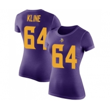 Football Women's Minnesota Vikings #64 Josh Kline Purple Rush Pride Name & Number T-Shirt