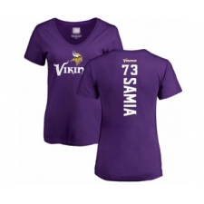 Football Women's Minnesota Vikings #73 Dru Samia Purple Backer Slim Fit T-Shirt