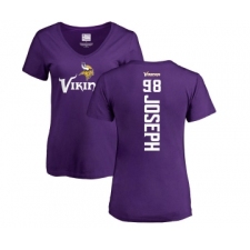 Football Women's Minnesota Vikings #98 Linval Joseph Purple Backer Slim Fit T-Shirt