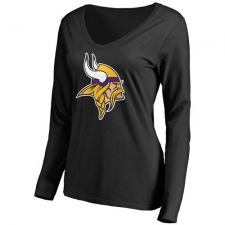 NFL Women's Minnesota Vikings Black Primary Team Logo Slim Fit Long Sleeve T-Shirt