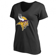 NFL Women's Minnesota Vikings Black Primary Team Logo Slim Fit T-Shirt