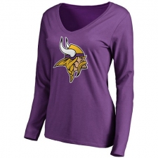 NFL Women's Minnesota Vikings Pro Line Purple Primary Team Logo Slim Fit Long Sleeve T-Shirt
