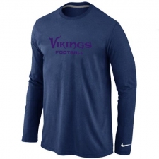 Nike Minnesota Vikings Authentic Font Long Sleeve NFL T-Shirt - Dark Blue