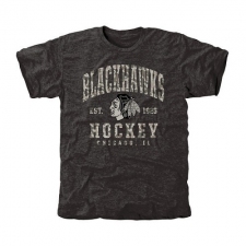 NHL Men's Chicago Blackhawks Black Camo Stack Tri-Blend T-Shirt