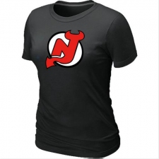 NHL Women's New Jersey Devils Big & Tall Logo T-Shirt - Black
