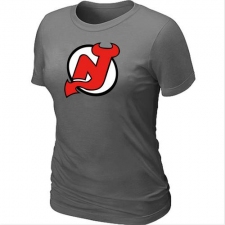 NHL Women's New Jersey Devils Big & Tall Logo T-Shirt - Dark Grey