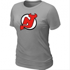 NHL Women's New Jersey Devils Big & Tall Logo T-Shirt - Grey