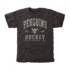 NHL Men's Pittsburgh Penguins Black Camo Stack Tri-Blend T-Shirt