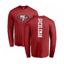 Football San Francisco 49ers #32 Tevin Coleman Red Backer Long Sleeve T-Shirt