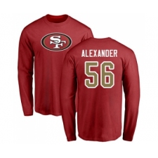 Football San Francisco 49ers #56 Kwon Alexander Red Name & Number Logo Long Sleeve T-Shirt