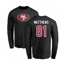 Football San Francisco 49ers #81 Jordan Matthews Black Name & Number Logo Long Sleeve T-Shirt
