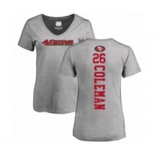 Football Women's San Francisco 49ers #26 Tevin Coleman Ash Backer T-Shirt