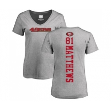 Football Women's San Francisco 49ers #81 Jordan Matthews Ash Backer T-Shirt