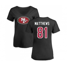 Football Women's San Francisco 49ers #81 Jordan Matthews Black Name & Number Logo T-Shirt