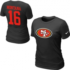 Nike San Francisco 49ers #16 Joe Montana Name & Number Women's NFL T-Shirt - Black