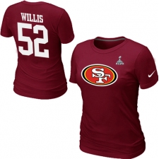 Nike San Francisco 49ers #52 Patrick Willis Name & Number Super Bowl XLVII Women's NFL T-Shirt - Red