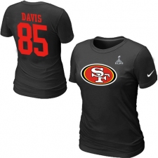 Nike San Francisco 49ers #85 Vernon Davis Name & Number Super Bowl XLVII Women's NFL T-Shirt - Black
