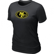 San Francisco 49ers Women's Neon Logo Charcoal NFL T-Shirt - Black