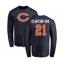 Football Chicago Bears #21 Ha Clinton-Dix Navy Blue Name & Number Logo Long Sleeve T-Shirt