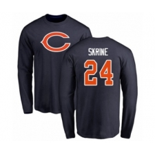 Football Chicago Bears #24 Buster Skrine Navy Blue Name & Number Logo Long Sleeve T-Shirt