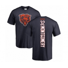 Football Chicago Bears #32 David Montgomery Navy Blue Backer T-Shirt