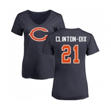 Football Women's Chicago Bears #21 Ha Clinton-Dix Navy Blue Name & Number Logo T-Shirt