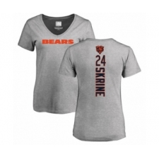Football Women's Chicago Bears #24 Buster Skrine Ash Backer V-Neck T-Shirt