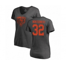 Football Women's Chicago Bears #32 David Montgomery Ash One Color T-Shirt