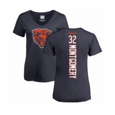 Football Women's Chicago Bears #32 David Montgomery Navy Blue Backer T-Shirt