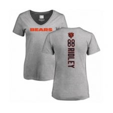 Football Women's Chicago Bears #88 Riley Ridley Ash Backer V-Neck T-Shirt