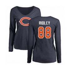 Football Women's Chicago Bears #88 Riley Ridley Navy Blue Name & Number Logo Long Sleeve T-Shirt