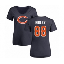 Football Women's Chicago Bears #88 Riley Ridley Navy Blue Name & Number Logo T-Shirt